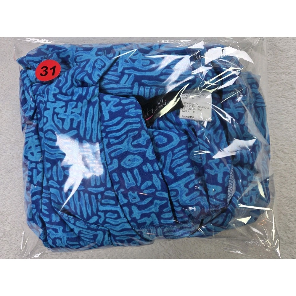 Melissa Harper MHM 2 Pc Rayon Dress Jacket Set Blue Geometric Print Women's 14 - Picture 12 of 12